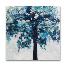 Handmade Abstract Blue Tree Contemporary Art Paintings